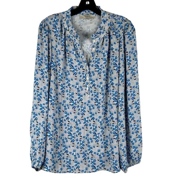 Loft Floral Peplum V-neck Long Sleeve Blouse XL - Picture 1 of 10